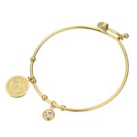 Roestvrij staal armbanden, micro pave zirconia & voor vrouw, gouden, 16*19mm,8*11mm,2mm, Binnendiameter:Ca 63mm, Verkocht door PC