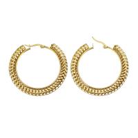 Mens acier inoxydable Hoop boucles d'oreilles, pour femme, doré, 49x50mm, Vendu par paire