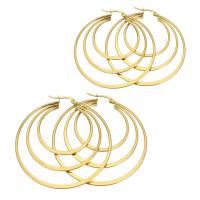 Mens acier inoxydable Hoop boucles d'oreilles, normes différentes pour le choix & pour femme, doré, Vendu par paire