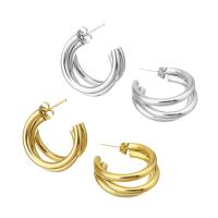 Mens acier inoxydable Hoop boucles d'oreilles, Placage, pour femme, plus de couleurs à choisir, 24x27mm, Vendu par paire