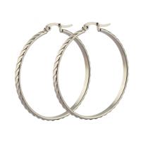 Mens Stainless Steel Hoop orecchino, acciaio inox, per la donna, colore originale, 44x46mm, Venduto da coppia