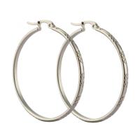 Mens acier inoxydable Hoop boucles d'oreilles, pour femme, couleur originale, 44x46mm, Vendu par paire