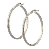 Mens Stainless Steel Hoop Earring, for kvinde, oprindelige farve, 43x46mm, Solgt af par