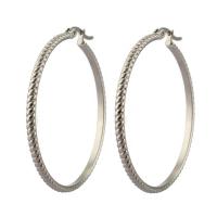 Mens Stainless Steel Hoop orecchino, acciaio inox, per la donna, colore originale, 44x46mm, Venduto da coppia