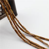 Krzemienione żółte drewno Koralik, Prostokąt, obyty, DIY, żółty, 4x13mm, sprzedawane na 39 cm Strand