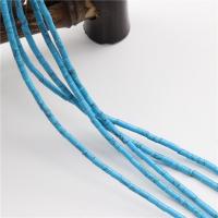 Black Vein Turquoise Kraal, Kolom, gepolijst, DIY, blauw, 2x4mm, Per verkocht 39 cm Strand