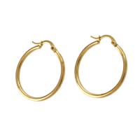 Messing Hoop Earring, Runde, for kvinde, oprindelige farve, 30x28x2mm, Solgt af PC