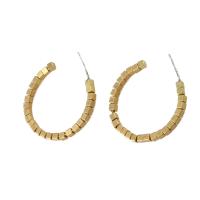 Messing Hoop Earring, Dome, for kvinde, oprindelige farve, 34x30x2mm, Solgt af PC