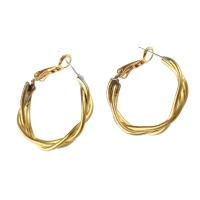 Messing Hoop Earring, Runde, for kvinde, oprindelige farve, 30x26x4mm, Solgt af PC