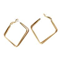 Messing Hoop Earring, Square, for kvinde, oprindelige farve, 31x33x3mm, Solgt af PC