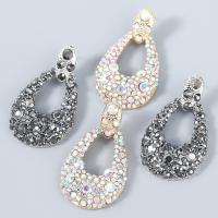 Rhinestone Ørering, Zinc Alloy, mode smykker & for kvinde & med rhinestone, flere farver til valg, Solgt af par