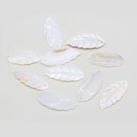 Shell Pendler, Freshwater Shell, Leaf, Carved, du kan DIY, hvid, 19x37mm, Solgt af PC