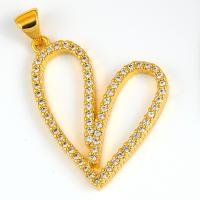 Cubic Zirconia Micro Pave Brass Pendant Heart plated DIY & micro pave cubic zirconia Sold By PC