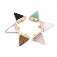 Gemstone Vedhæng Smykker, Natursten, med Messing, Triangle, du kan DIY, flere farver til valg, 25x32mm, Solgt af PC