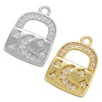 Cubic Zirconia Micro Pave Brass Pendant Lock plated micro pave cubic zirconia Approx 1.5mm Sold By PC