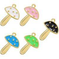 Brass Jewelry Pendants mushroom 18K gold plated enamel Approx 1mm Sold By PC