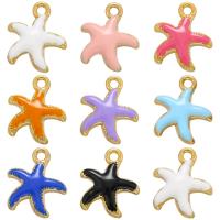 Pendants Jewelry Prás, Starfish, 18K ór plátáilte, cruan, dathanna níos mó le haghaidh rogha, 13.50x15mm, Poll:Thart 1.5mm, Díolta De réir PC