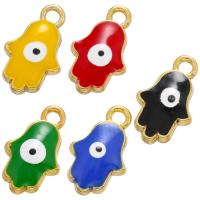 Brass Jewelry Pendants Hand 18K gold plated evil eye pattern & enamel Approx 1.5mm Sold By PC