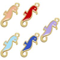 Pendants Jewelry Prás, Seahorse, 18K ór plátáilte, cruan, dathanna níos mó le haghaidh rogha, 6x16mm, Poll:Thart 1mm, Díolta De réir PC