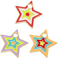 Mässing Smycken Hängen, Star, 18K guldpläterad, emalj, fler färger för val, 25x24mm, Hål:Ca 3.5mm, Säljs av PC