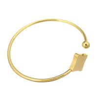 acero inoxidable Brazalete, para mujer, dorado, 17*17mm,3mm, diámetro interior:aproximado 59mm, Vendido por UD