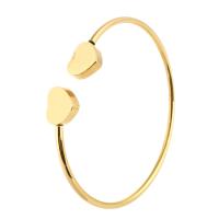 acero inoxidable Brazalete, Corazón, para mujer, dorado, 12*12mm,3mm, diámetro interior:aproximado 59mm, Vendido por UD