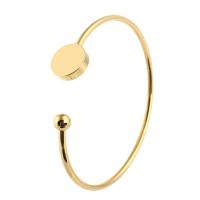 acero inoxidable Brazalete, para mujer, dorado, 13*13mm,3mm, diámetro interior:aproximado 59mm, Vendido por UD