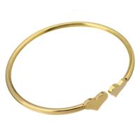 acero inoxidable Brazalete, Corazón, para mujer, dorado, 12*9mm,3mm, diámetro interior:aproximado 57mm, Vendido por UD