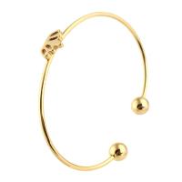 acero inoxidable Brazalete, Corona, para mujer, dorado, 13*9mm,2mm, diámetro interior:aproximado 60mm, Vendido por UD