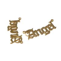 Messing Schmuck Verbinder, Alphabet-Buchstabe, originale Farbe, 12x26x1mm, verkauft von PC