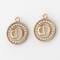 Cubic Zirconia Micro Pave Brass Pendant Round micro pave cubic zirconia original color Sold By PC