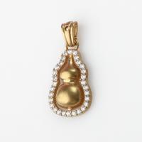 Cubique Pendentif en laiton zircon pavent, calebasse, pavé de micro zircon, couleur originale, 25x15x5mm, Vendu par PC