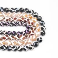 Naturlige tibetanske Agate Dzi Beads, Tibetansk agat, Runde, du kan DIY & facetteret, flere farver til valg, Solgt Per 38 cm Strand