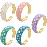 cobre Cuff Ring Finger, 18K banhado a ouro, Ajustável & esmalte, Mais cores pare escolha, 22x7.50mm, vendido por PC