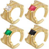 ottone Anelli Cuff, placcato color oro, Regolabile & Micro spianare cubic zirconia, nessuno, 20x16.50mm, Venduto da PC