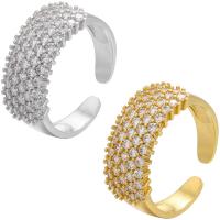 ottone Anelli Cuff, placcato, Regolabile & Micro spianare cubic zirconia, nessuno, 21x9mm, Foro:Appross. 5mm, Venduto da PC