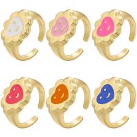 metal Anillo de dedo Cuff, chapado en color dorado, Ajustable & con patrón de corazón & micro arcilla de zirconia cúbica, más colores para la opción, 22x14mm, agujero:aproximado 5mm, Vendido por UD