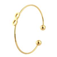 acero inoxidable Brazalete, Número 8, para mujer, dorado, 17*7mm,2mm, diámetro interior:aproximado 60mm, Vendido por UD