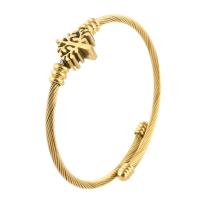 acier inoxydable bracelet manchette, Arbre de vie, pour femme, doré, 13*15mm,3mm, Diamètre intérieur:Environ 51mm, Vendu par PC