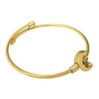 acero inoxidable Brazalete, Luna, para mujer, dorado, 12*15mm,3mm, diámetro interior:aproximado 59mm, Vendido por UD