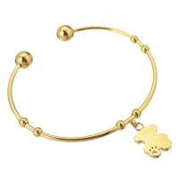 acier inoxydable bracelet manchette, ours, pour femme, doré, 11*13mm,2mm, Diamètre intérieur:Environ 59mm, Vendu par PC