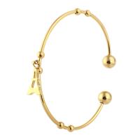 acier inoxydable bracelet manchette, tour, pour femme, doré, 9*13mm,2mm, Diamètre intérieur:Environ 58mm, Vendu par PC