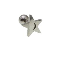 Stainless Steel Uho piercing nakit, Nehrđajući čelik, Zvijezda, za žene, izvorna boja, 12x8x8mm, Prodano By PC