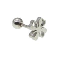 Rostfritt stål Ear Piercing Smycken, ROSTFRITT STÅL, Four Leaf Clover, för kvinna, ursprungliga färgen, 12x8x8mm, Säljs av PC