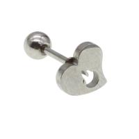 Bijoux de piercing d'oreille en acier inoxydable, coeur, pour femme, couleur originale, 12x7x8mm, Vendu par PC