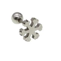 Rustfrit stål Ear Piercing Smykker, Stainless Steel, Snowflake, for kvinde, oprindelige farve, 12x8x8mm, Solgt af PC