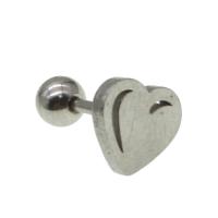 Rustfrit stål Ear Piercing Smykker, Stainless Steel, Heart, for kvinde, oprindelige farve, 12x7x7mm, Solgt af PC