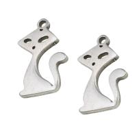 Roestvrij staal Animal Hangers, Kat, oorspronkelijke kleur, 16x11x1mm, Verkocht door PC