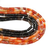 Agat perler, Agate, Kolonne, du kan DIY, flere farver til valg, 6x6mm, Solgt Per 38 cm Strand