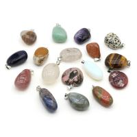 Gemstone Pendants Jewelry Natural Stone with Zinc Alloy irregular 20x30- Sold By PC